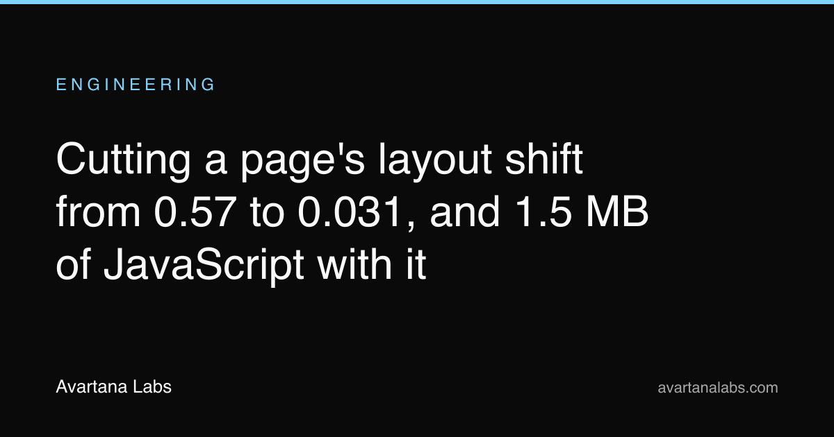Cutting a page's layout shift from 0.57 to 0.031, and 1.5 MB of JavaScript with it
