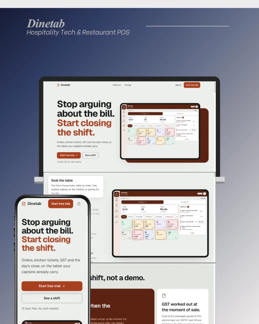DineTab cloud restaurant POS and table ordering